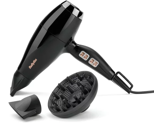 Фен Babyliss Air Power Pro, 2300Вт, 3 режими, дифузор, іоніз-я, хол. обдув, кераміка, чорно-рожевий