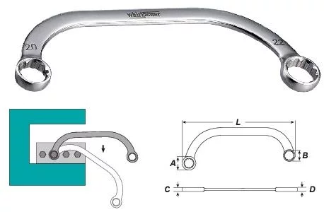 Ключ накидний С-подібний (стартерний) 8*10мм
