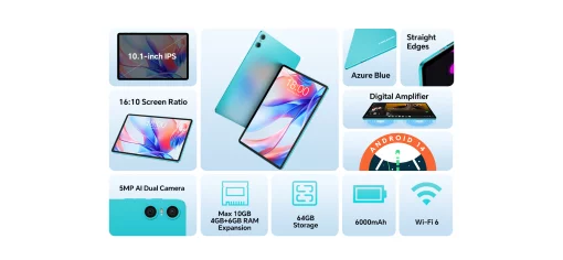 Планшет Teclast P30 10,1" 4ГБ, 64ГБ, 6000мА•год, Android, блакитний