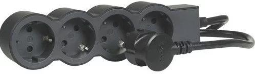 Подовжувач Legrand стандарт, 4хSchuko, 16А, 3м, чорний