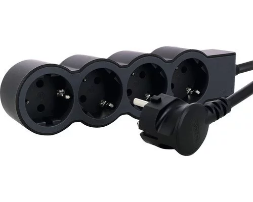 Подовжувач Legrand стандарт, 4хSchuko, 16А, 3м, чорний