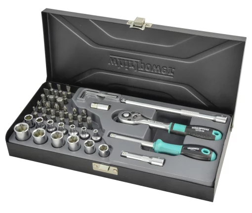 Набір головок 1/4" 4-14мм 43од мет.футляр