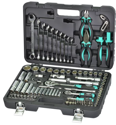 Набір інструментів 104од. 1/4"-1/2" 4-32мм+ключі 8-19мм  пластик. кейс