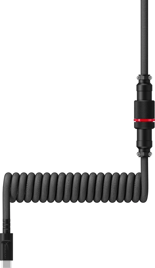 Кабель заряджання/синхронізації HyperX USB-A > USB-C, спіральний, 1.37м, сіро-чорний