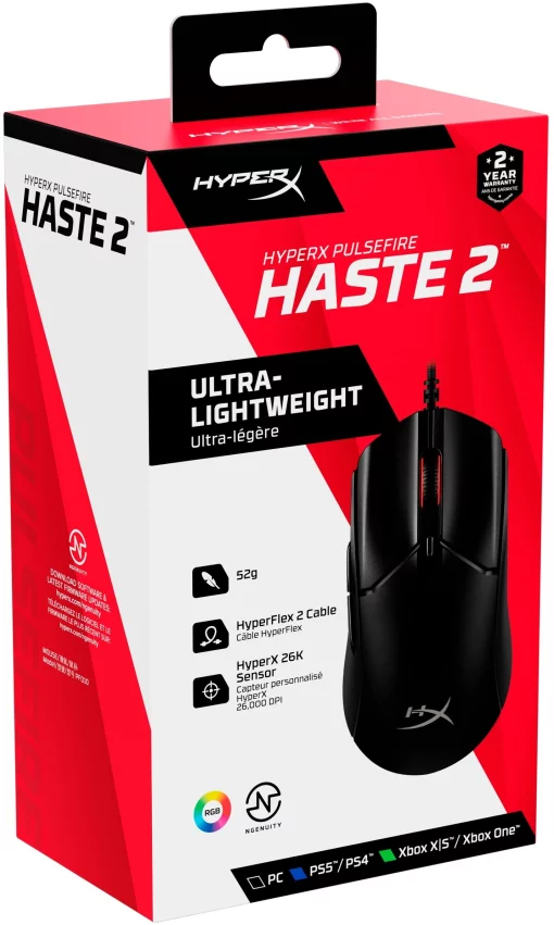 Миша HyperX Pulsefire Haste 2, RGB, USB-A, USB, чорний