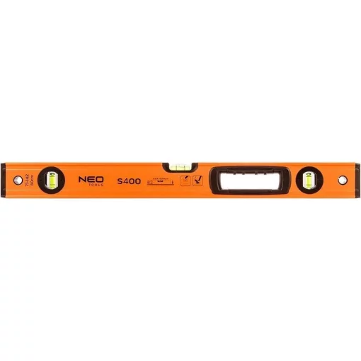 Рівень Neo Tools S 400 алюмінієвий, 60см, 3 капсули, 1 отвір для рук