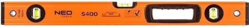 Рівень Neo Tools S 400 алюмінієвий, 60см, 3 капсули, 1 отвір для рук
