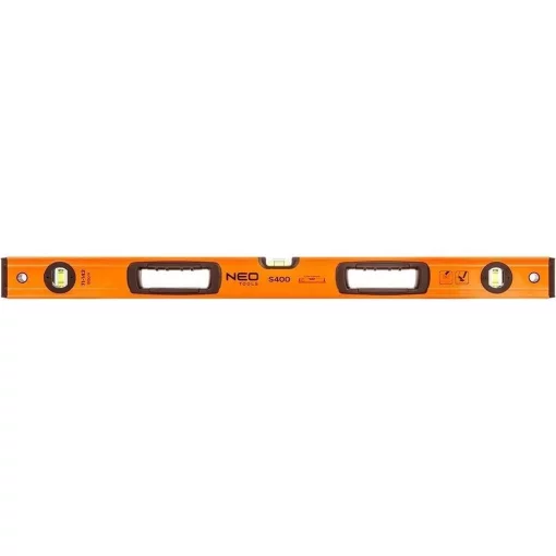Рівень Neo Tools S 400 алюмінієвий, 80см, 3 капсули, 2 отвори для рук