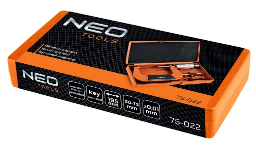 Мікрометр Neo Tools з верн'єром 50-75мм, ±0.01мм/м
