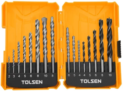 Набір свердел по дереву-металу-цеглі Tolsen, 2-10мм, кейс, 16шт