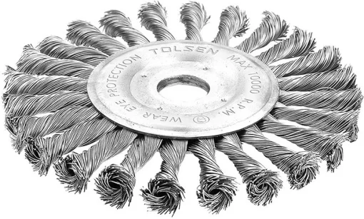 Щітка дискова Tolsen Профі, переплетений дріт 0.5мм, 125мм, посадковий розмір 22.2мм