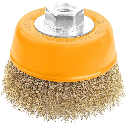 Щітка чашкова Tolsen Профі, торцева, рифлений дріт 0.3мм, 75мм, різьблення M14