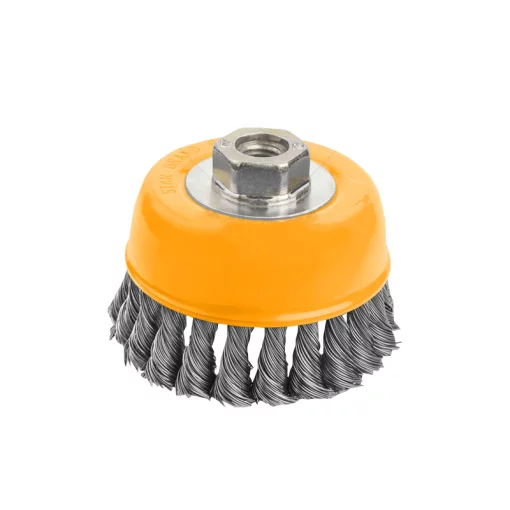 Щітка чашкова Tolsen Профі, торцева, переплетений дріт 0.5мм, 75мм, різьблення M14