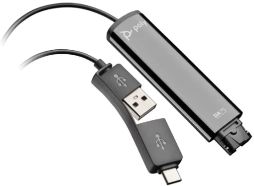 Перехідник Poly DA75 USB > QD для гарнітур EncorePro, USB-A, USB-C, чорний