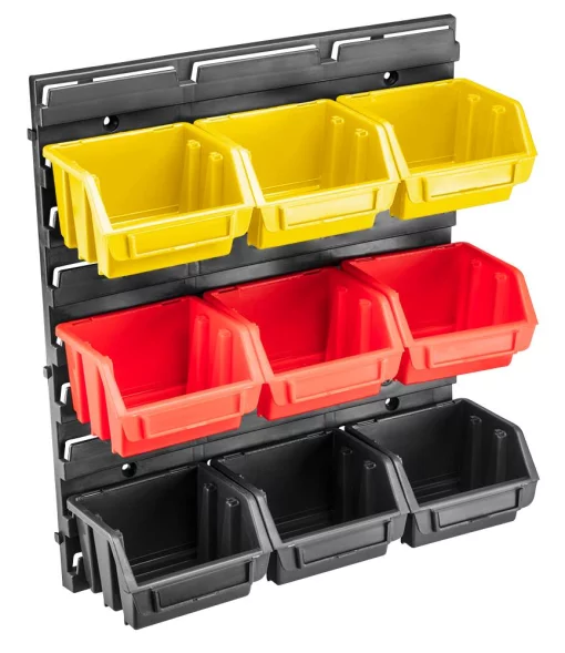 Панель для майстерні TOPEX універсальна, 9 контейнерів 7.5х11.6х11.2см, 12.5х34.5x38.5см, пластик