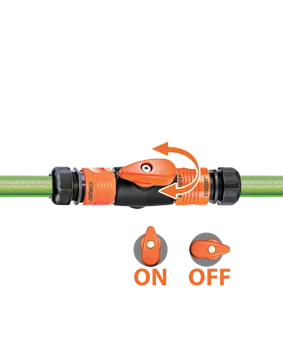 Адаптер двосторонній з краном для конектора поливального шлангу бл.