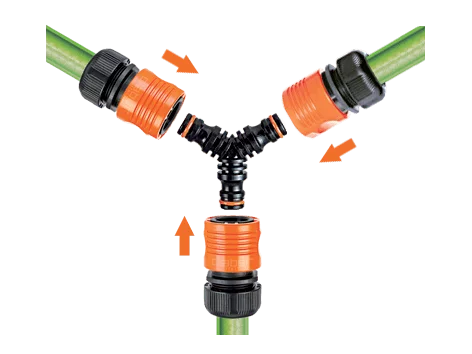 Адаптер трьохсторонній для конектора поливального шланга бл.
