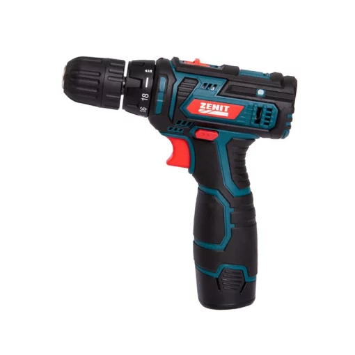 Шурупокрут-дриль акумуляторний Зеніт ЗША-12 Р2 Li 12В 2х1.3А·год 26Нм 400·1400об/хв 1кг