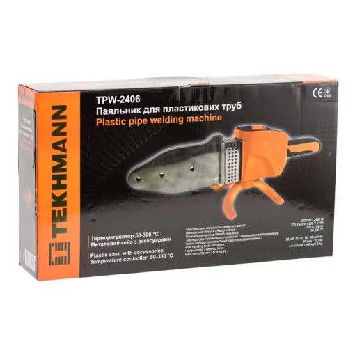 Паяльник для пластикових труб Tekhmann TPW-2406 2400Вт 50-300°C насадки 20 25 32 40 50 63мм 4кг