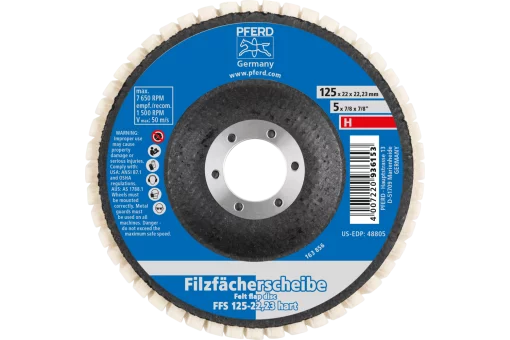 Круг пелюстковий повстяний тарільчатий 125 х 22,23 HARD твердий