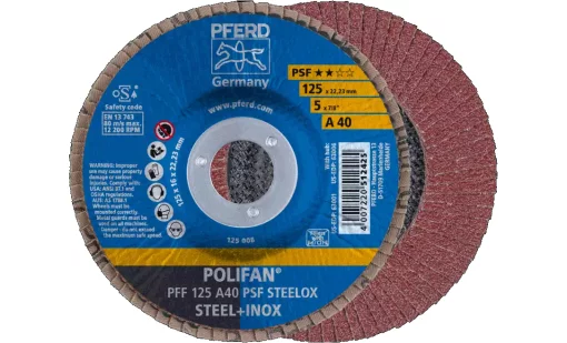 Круг пелюстковий тарілчастий 125*22 А40 (нерж/метал) плоск.PFF POLIFAN STEELOX