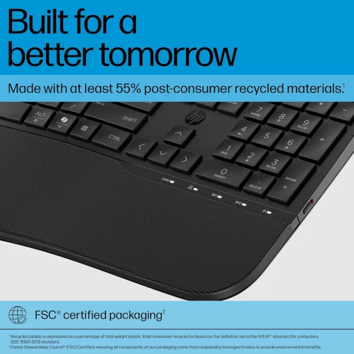 Клавіатура мембранна HP 680 Comfort Dual-Mode 111key, BT, EN/UK, чорний
