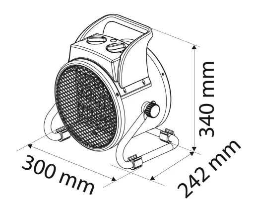 Теплова гармата електрична Neo Tools, 5кВт, 80м2, 588м3/год, 380В, керамічний нагрів. елемент (PTC), чорний, 4.22кг