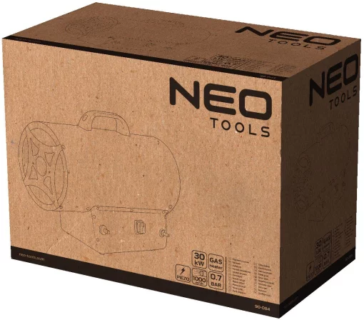 Теплова гармата газова Neo Tools, 30кВт, 300м2, 1000м3/год, чорний, 5.9кг