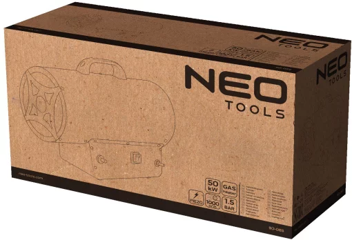 Теплова гармата газова Neo Tools, 50кВт, 500м2, 1000м3/год, чорний, 7.5кг