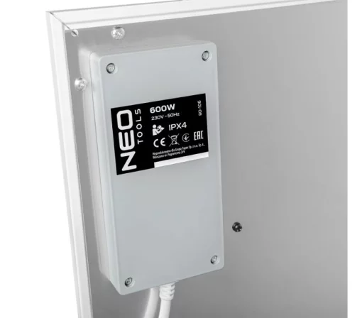 Панель інфрачервона Neo Tools, 600Вт, WIFI, 100х60х3.8см, IP24, термостат, білий