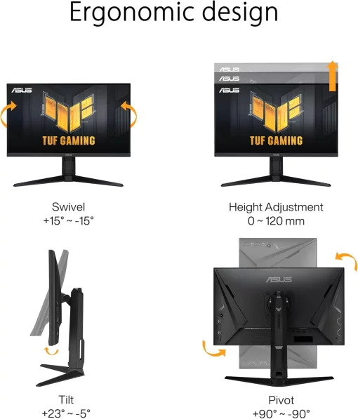 Монітор Asus 27" TUF Gaming VG279QL3A 2xHDMI, DP, MM, IPS, 180Hz, 1ms, sRGB 125%, AdaptiveSync, Pivot, HDR400