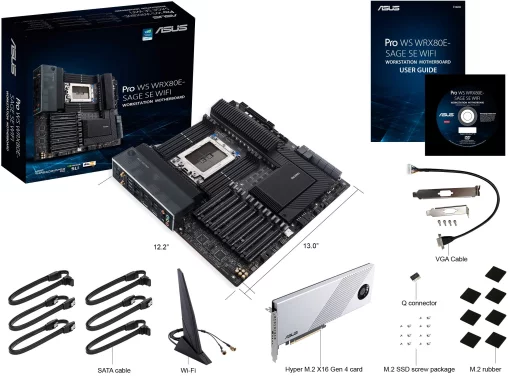 Материнська плата серверна ASUS PRO WS WRX80E-SAGE SE WIFI sWRX8 WRX80 8xDDR4 M.2 WiFi BT EATX