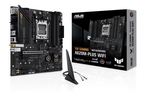 Материнcька плата ASUS TUF GAMING A620M-PLUS WIFI sAM5 A620 4xDDR5 HDMI DP Wi-Fi BT mATX