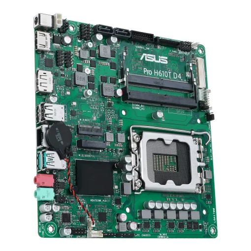 Материнcька плата ASUS PRO H610T-CSM s1700 H610 2xDDR5 M.2 HDMI DP LVDS Thin mITX