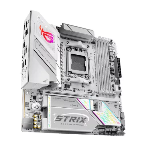 Материнcька плата ASUS ROG STRIX B850-G GAMING WIFI sAM5 B850 4xDDR5 M.2 HDMI DP WiFi BT mATX білий