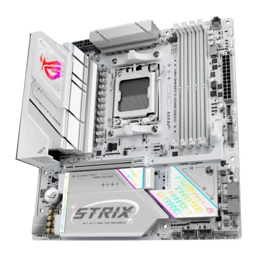 Материнcька плата ASUS ROG STRIX B850-G GAMING WIFI sAM5 B850 4xDDR5 M.2 HDMI DP WiFi BT mATX білий