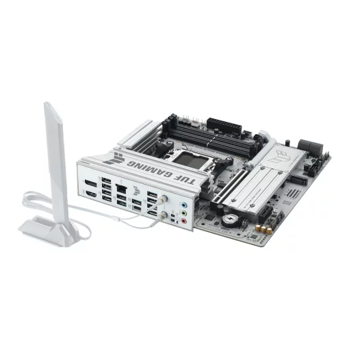 Материнcька плата ASUS TUF GAMING B850M-PLUS WIFI7 W sAM5 B850 4xDDR5 M.2 HDMI DP Wi-Fi BT mATX білий