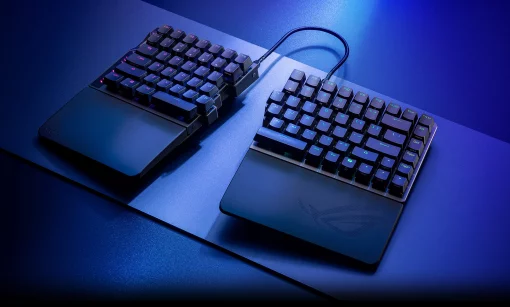 Клавіатура механічна ASUS ROG Falcata split, 83key, Magnetic Switch, USB-A/WL/BT, EN, RGB, чорний