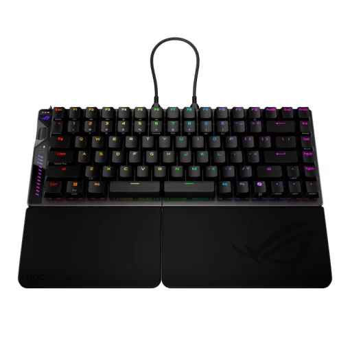 Клавіатура механічна ASUS ROG Falcata split, 83key, Magnetic Switch, USB-A/WL/BT, EN, RGB, чорний