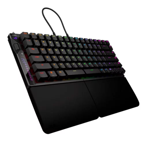 Клавіатура механічна ASUS ROG Falcata split, 83key, Magnetic Switch, USB-A/WL/BT, EN, RGB, чорний