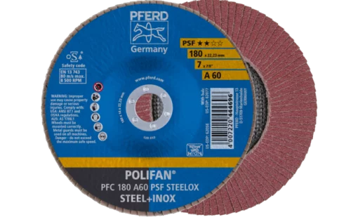 Круг пелюстковий тарілчастий 180*22 A60 (нерж/метал) конічн.PFC POLIFAN