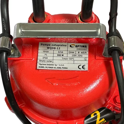 Насос фекальний Optima WQD 8-12 8000л•год, висота 12м, глибина 5м, кабель 12м, 0.9кВт, 13.7кг