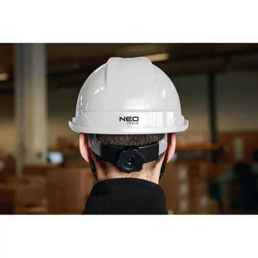 Каска захисна Neo Tools, пластик ABS, пряжка для регулювання, білий