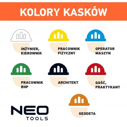 Каска захисна Neo Tools, пластик ABS, пряжка для регулювання, білий