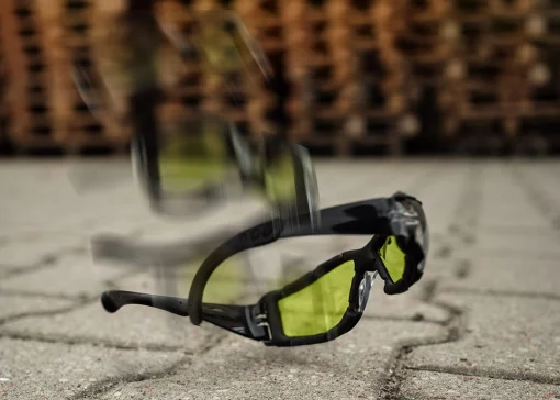 Окуляри захисні Neo Tools протиосколкові, клас захисту FT, резинові дужки, полікарбонат, жовтий