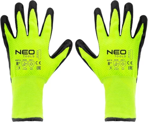 Рукавички робочі Neo Tools, утеплені, латексне покриття, поліестер, р.8, зелено чорні