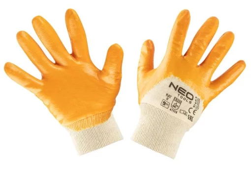 Рукавички робочі Neo Tools, нітрилове покриття, бавовна, р.9, жовтий