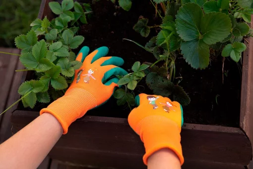 Рукавички робочі дитячі Neo Tools, латексне покриття, поліестер, дихаюча верхня частина, малюнок, р.5, помаранчевий