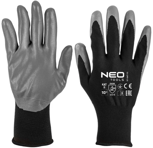 Рукавички робочі Neo Tools поліестер з нітриловим покриттям, р.11, сіро-чорний 12шт