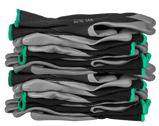 Рукавички робочі Neo Tools поліестер з нітриловим покриттям, р.8, сіро-чорний 12шт